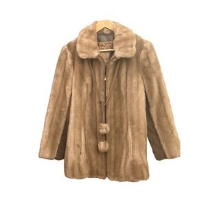 Vintage Tissavel Faux Fur Coat Style V Ltd Zip Front Pom Pom Plush Jacket